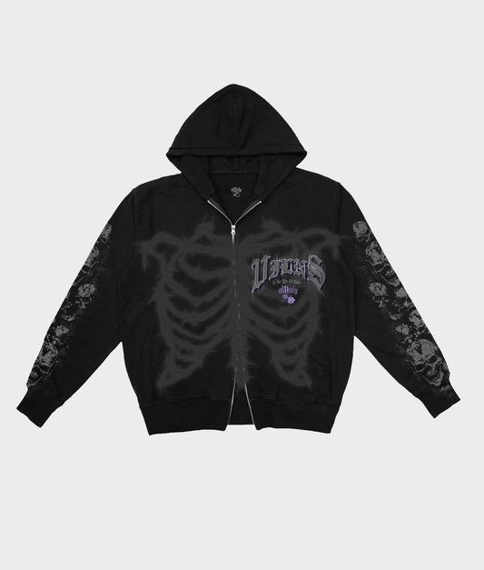 RIB WIRE - ZIP UP HOODIE (Black)