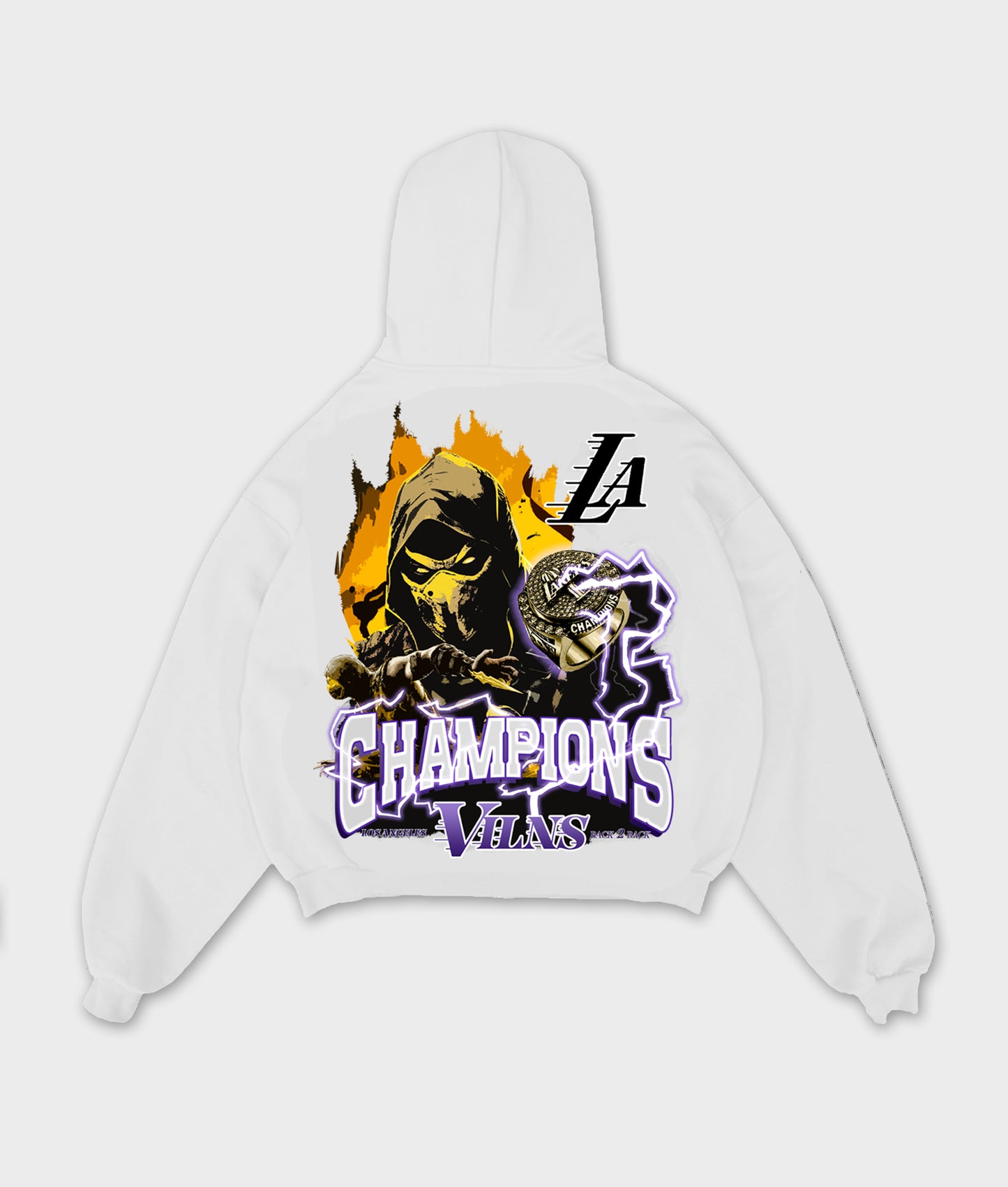 "LA SCORPION 2.0" ZIP UP HOODIE (WHITE)