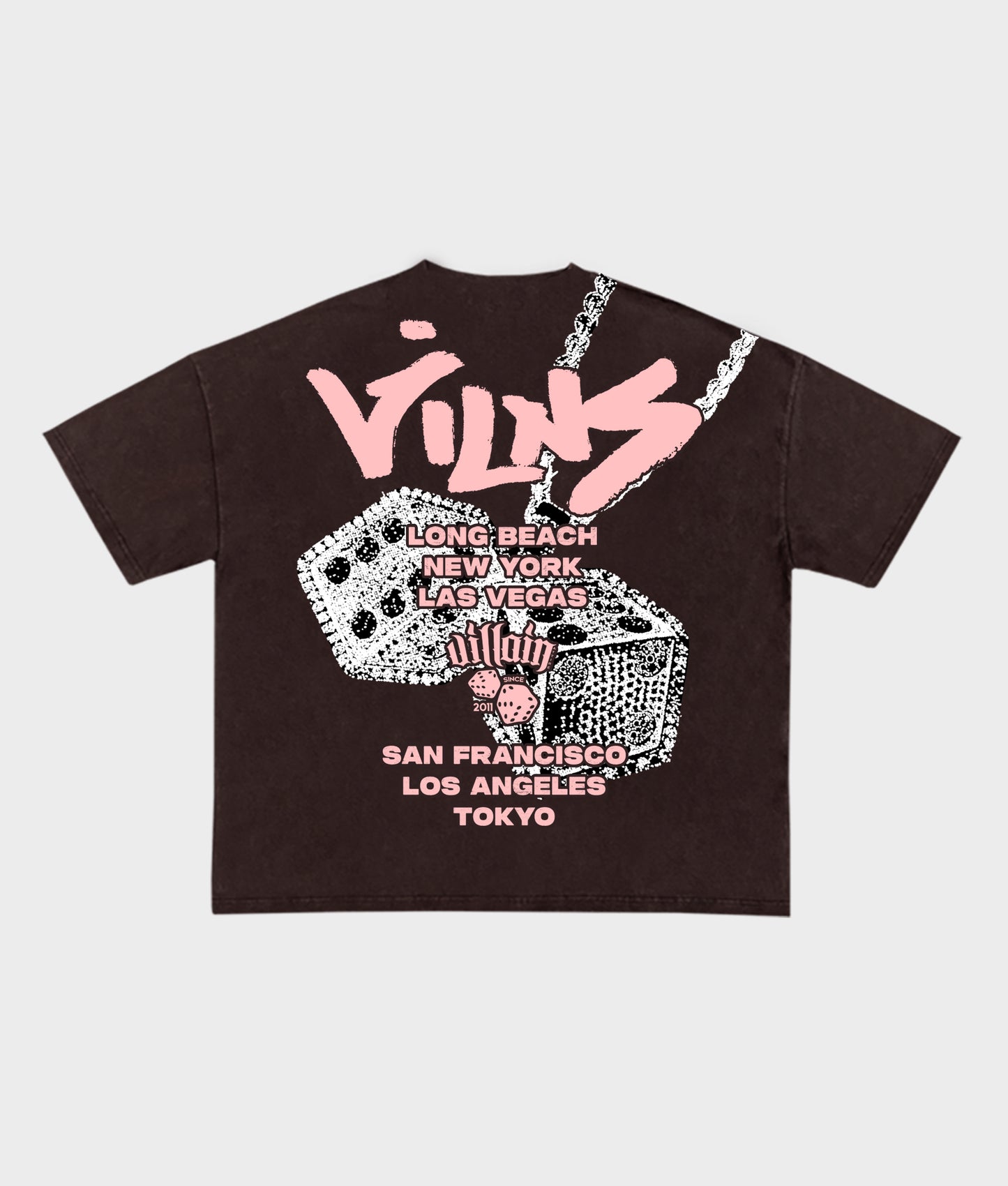 CITY TEE (BROWN) W/PINK