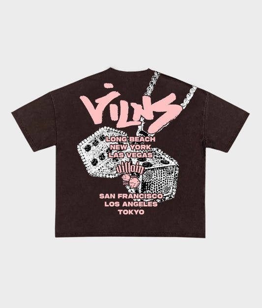 CITY TEE (BROWN) W/PINK