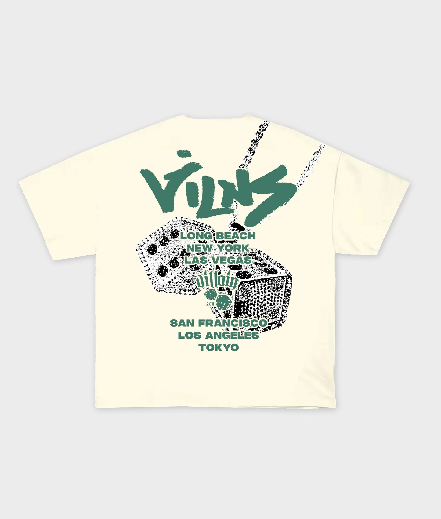 CITY TEE (CREME) W/GREEN