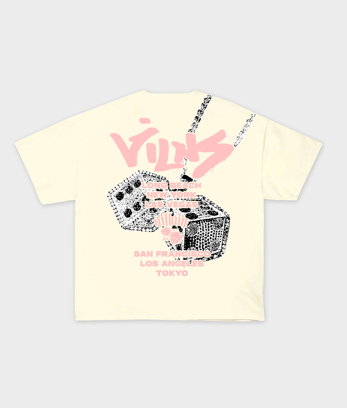 CITY TEE (CREME) W/PINK