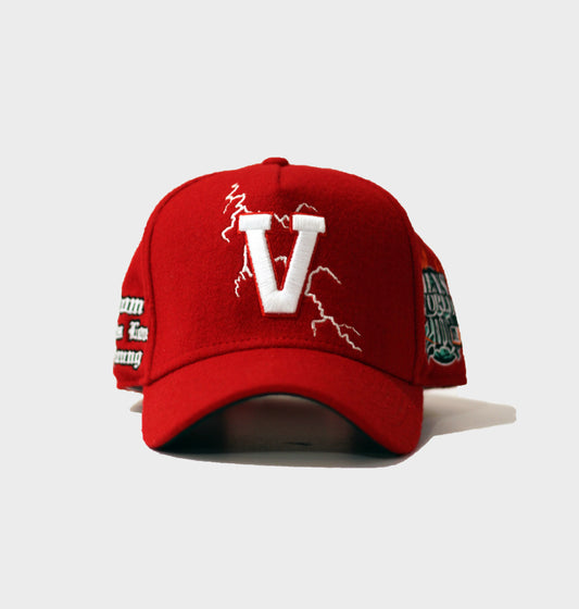 "V" LIGHTNING HAT (RED/GREEN)